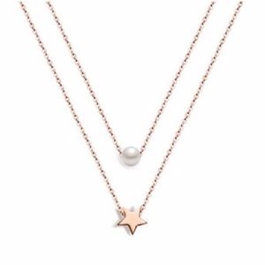 DAINTY SINGLE PEARL & STAR DOUBLE STRAND NECKLACE